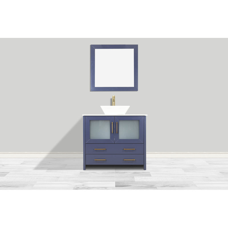 Wade Logan® Karson 35.8'' Single Bathroom Vanity with Engineered Marble